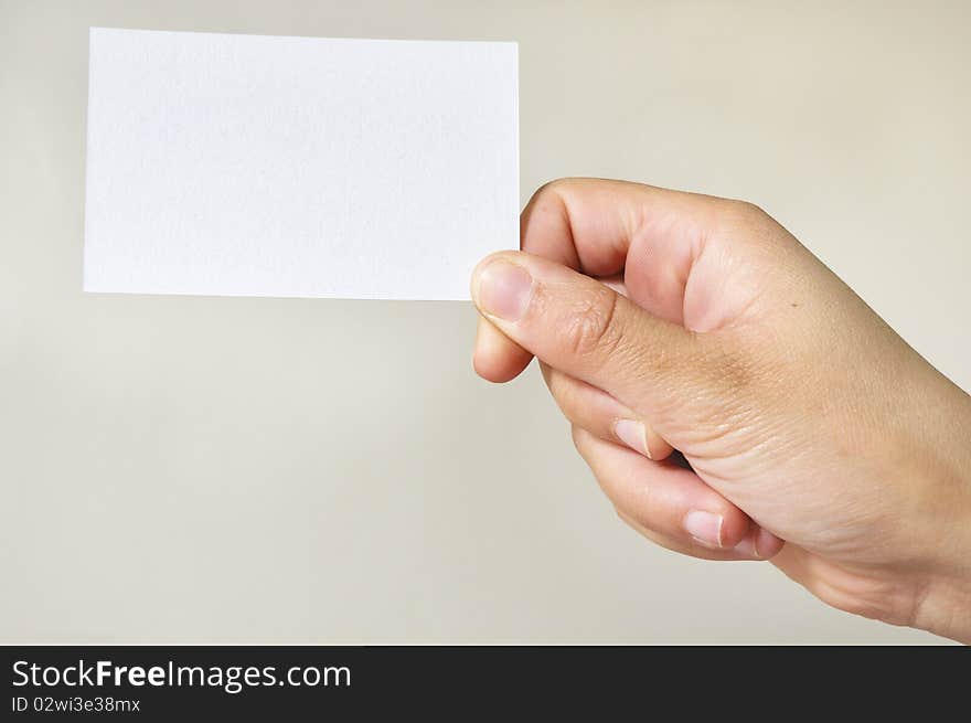 Empty card in human hand