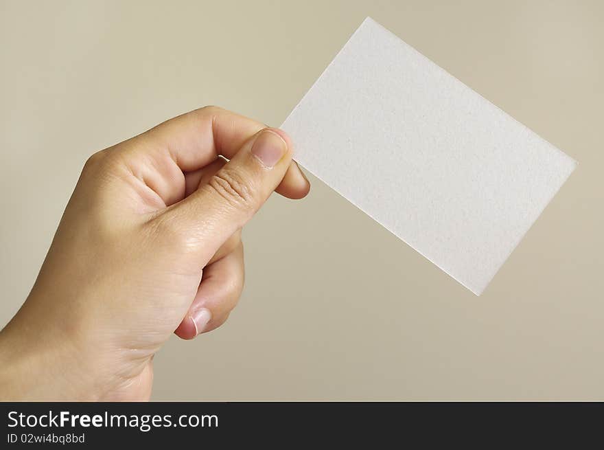 Empty card in human hand