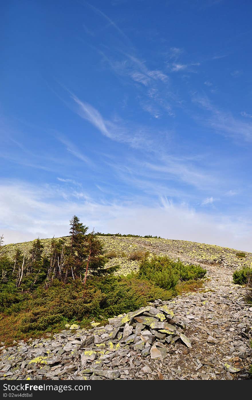 Stone hillside.