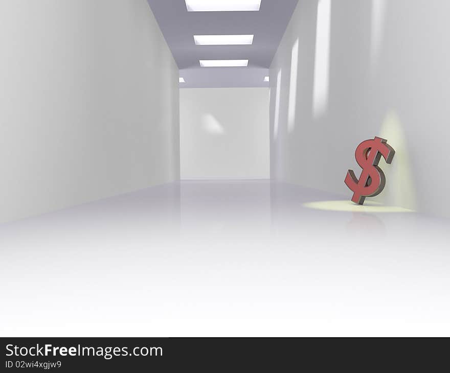 Dollar symbol in corridor