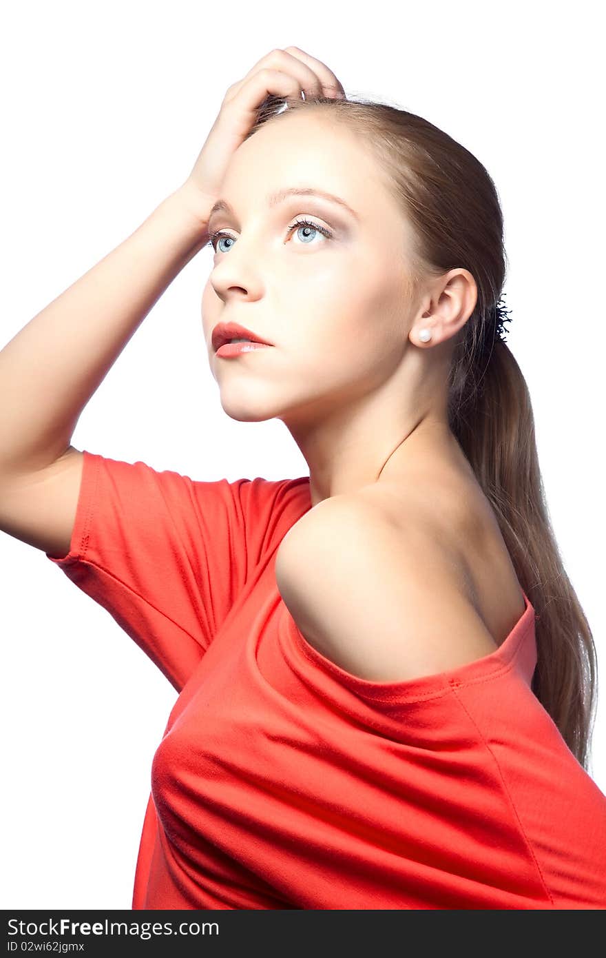 Woman On White Background