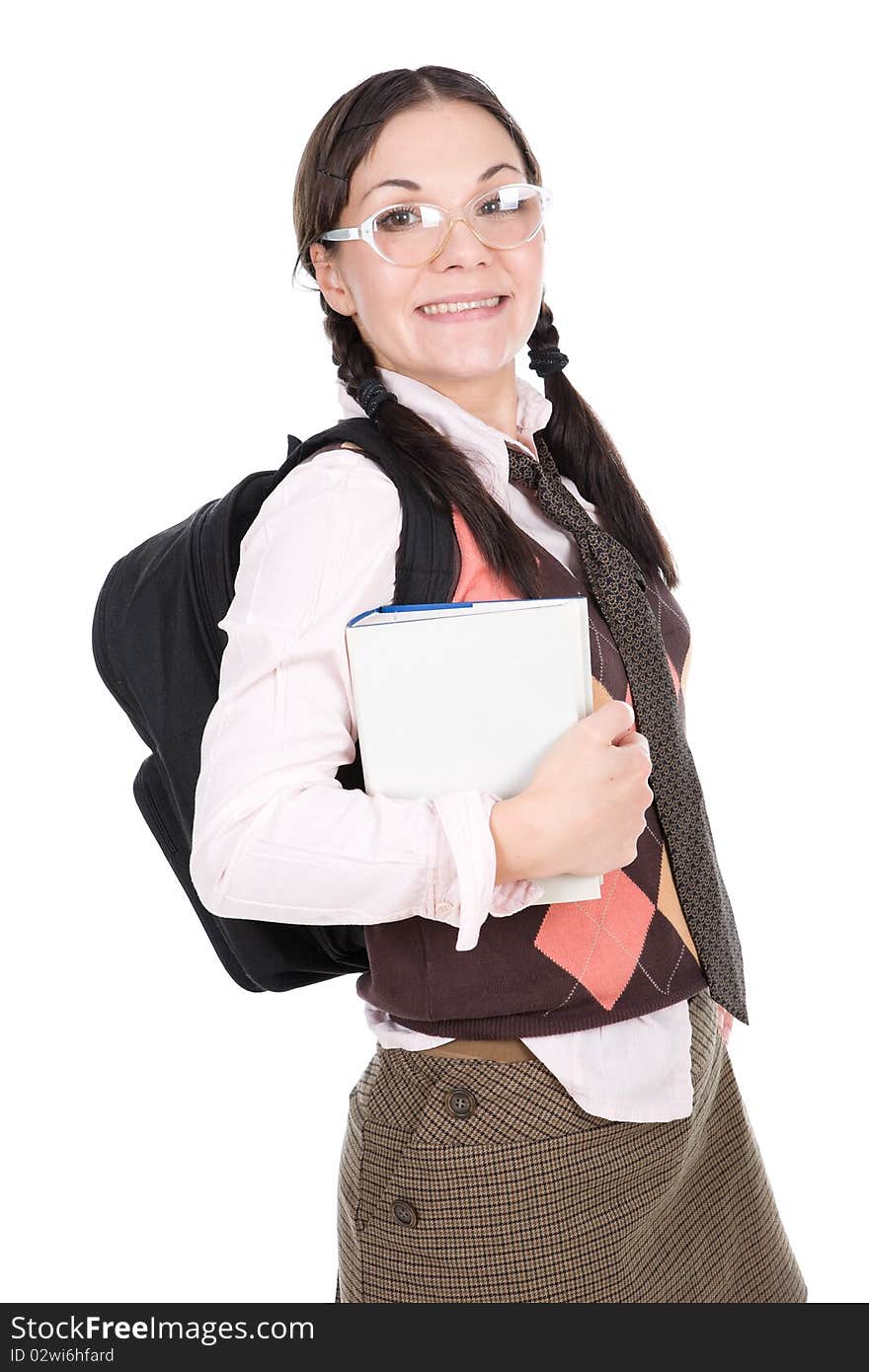 Silly young adult woman . over white background. Silly young adult woman . over white background