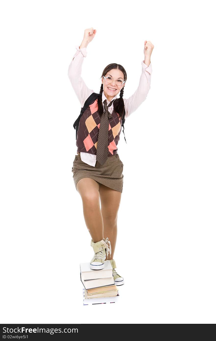 Silly young adult woman . over white background. Silly young adult woman . over white background