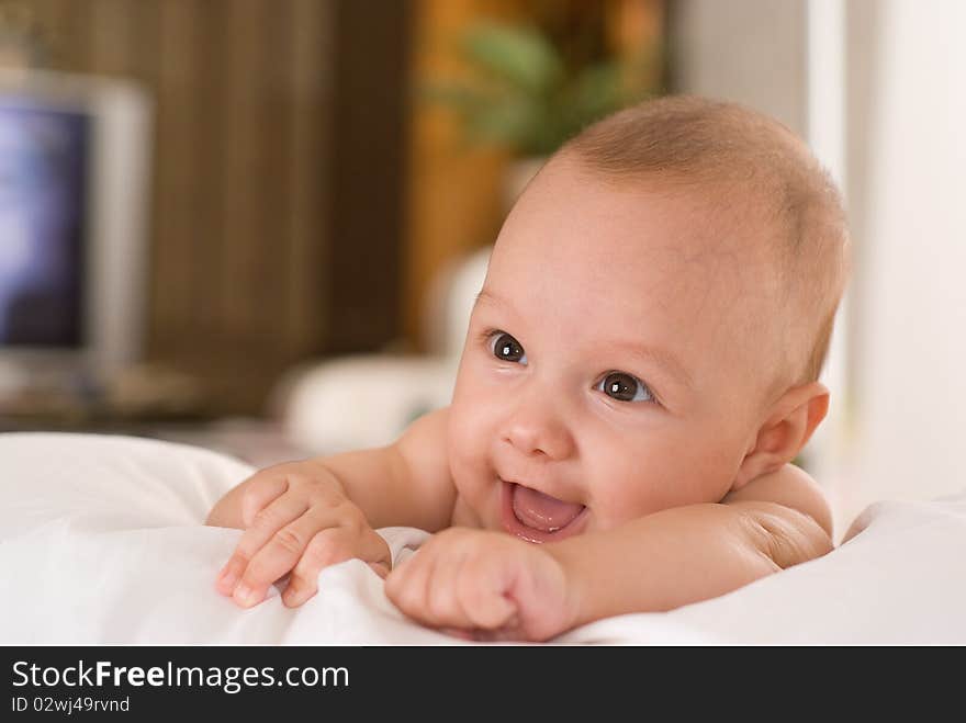 Portrait of a beautiful baby on a white