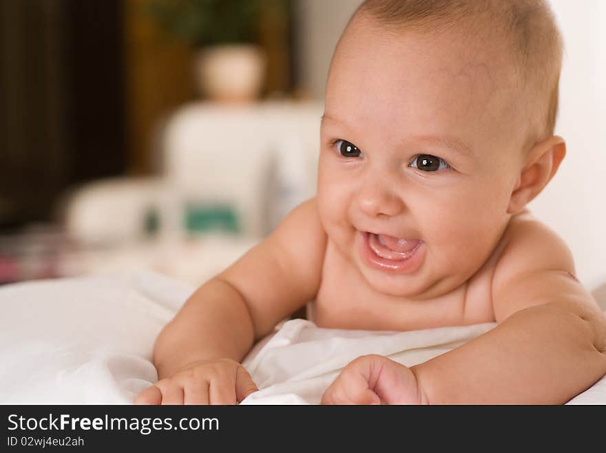 Portrait of a beautiful baby on a white