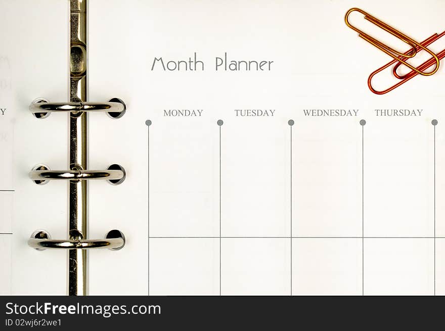 Note page for month planner form.