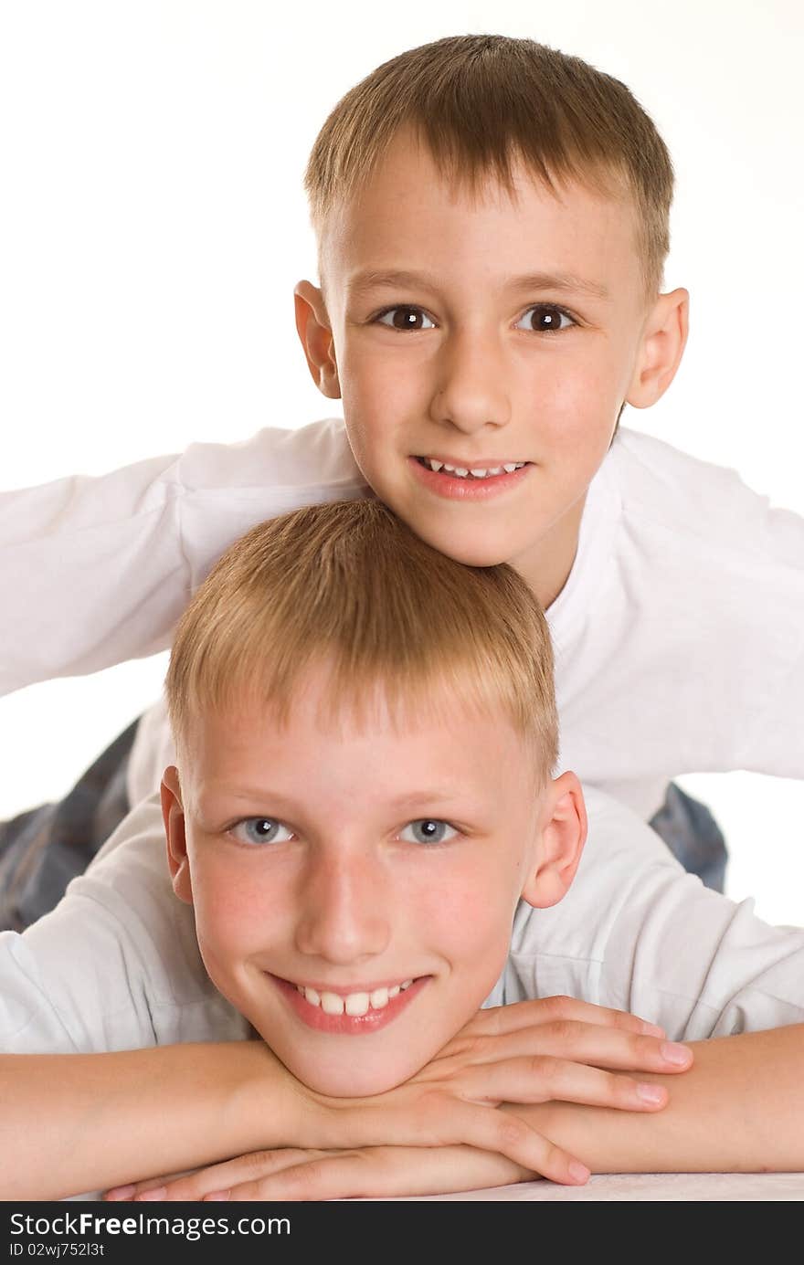 Two brothers on a white background. Two brothers on a white background