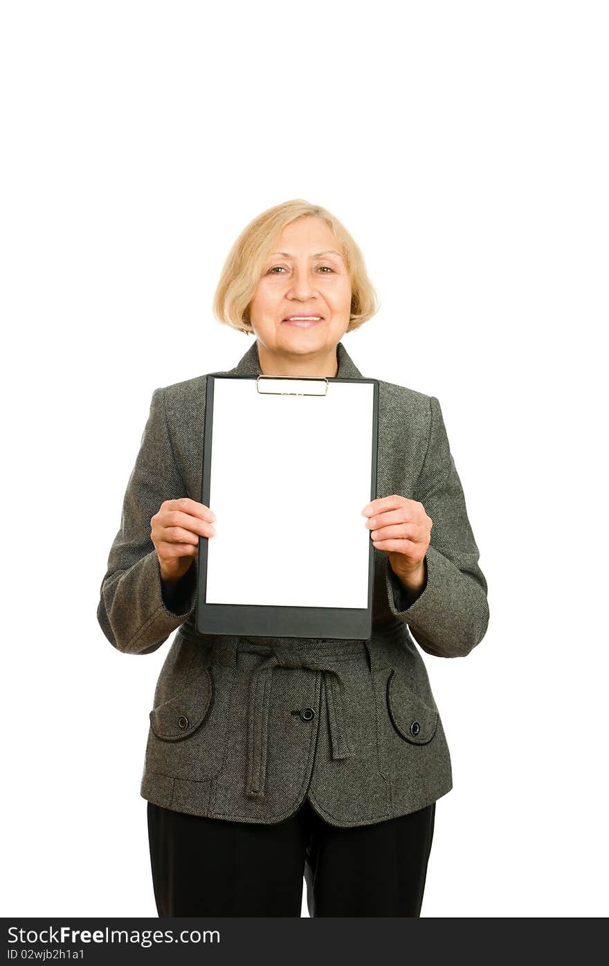 Senior Woman Holding A Clipboard