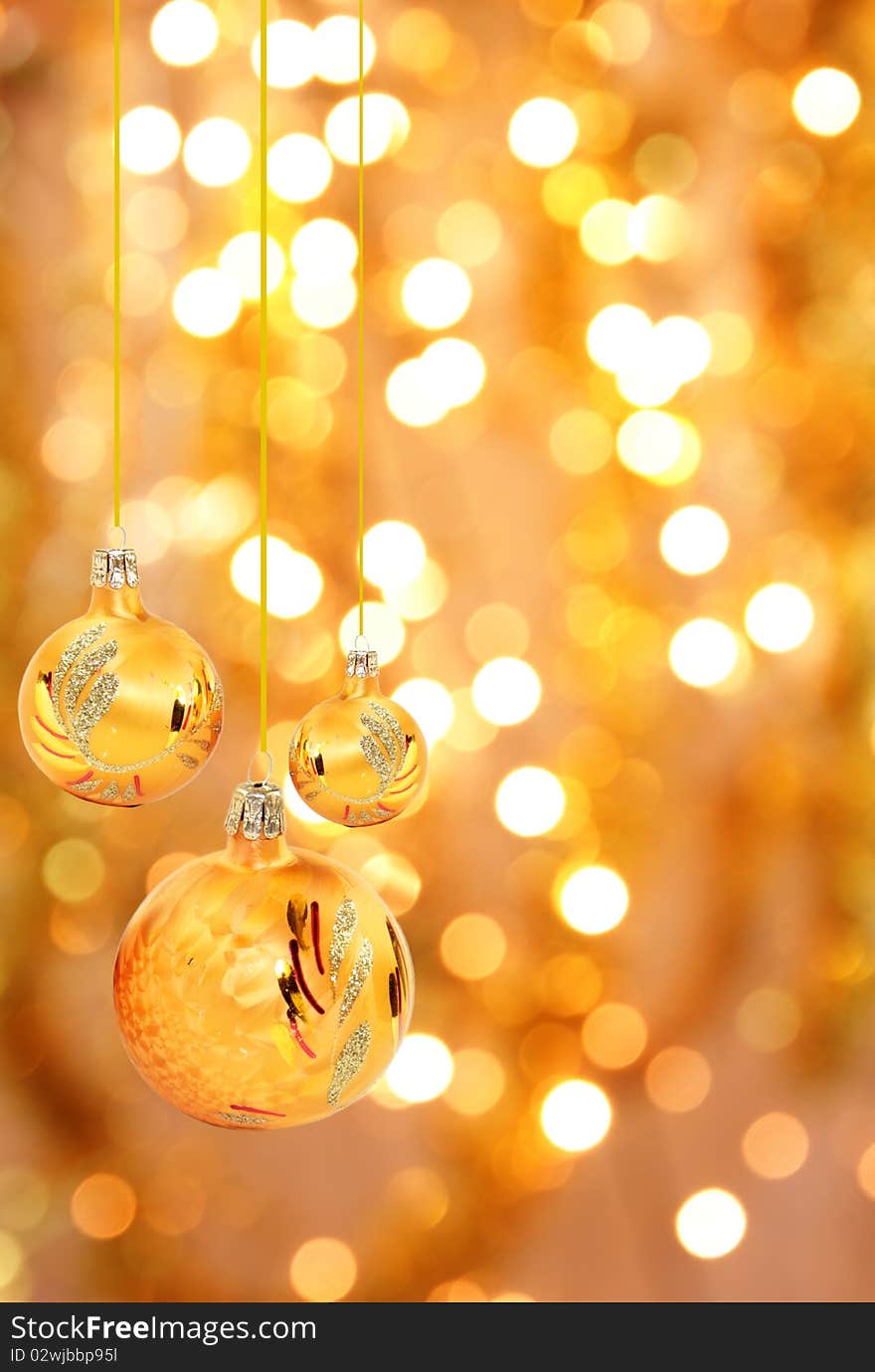 Golden christmas balls with nice background. Golden christmas balls with nice background