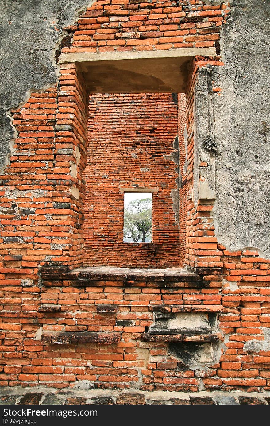 Vintage Wall At Ayudhya Thailand