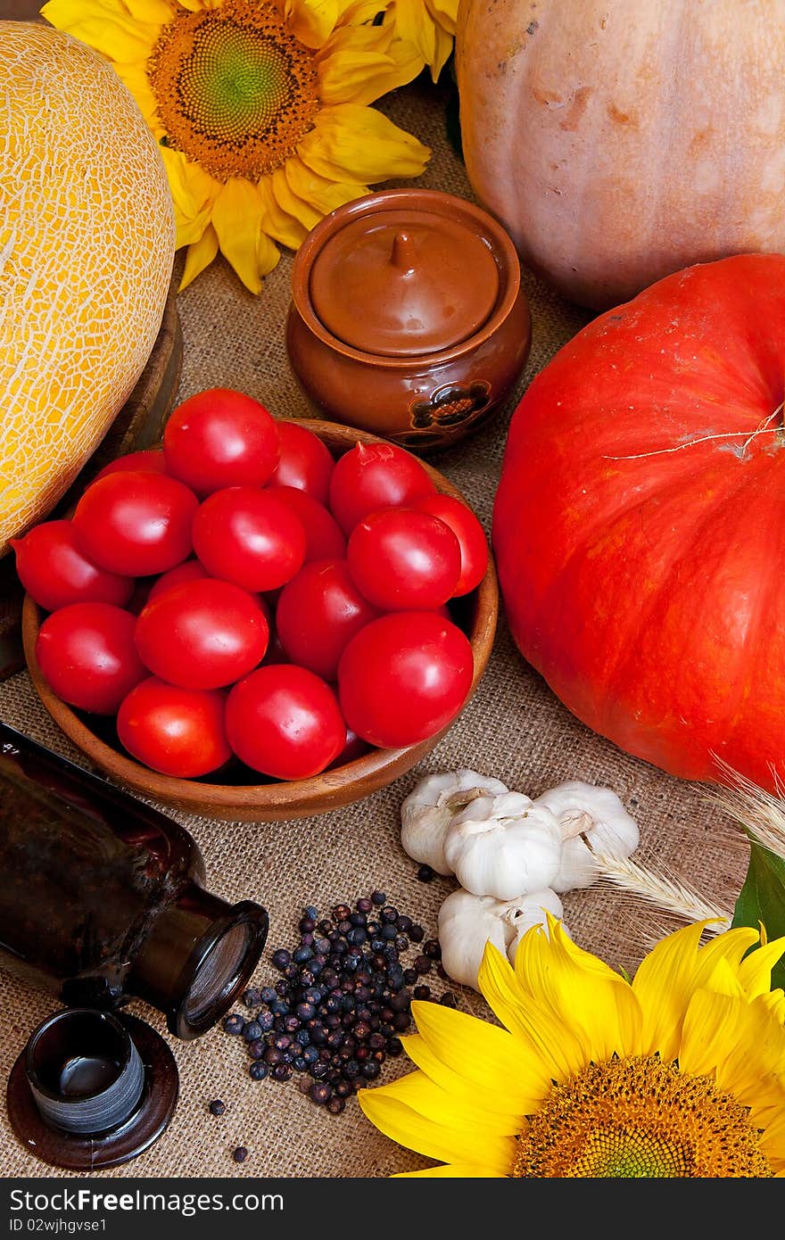 Autumnal yield of vegetables still life