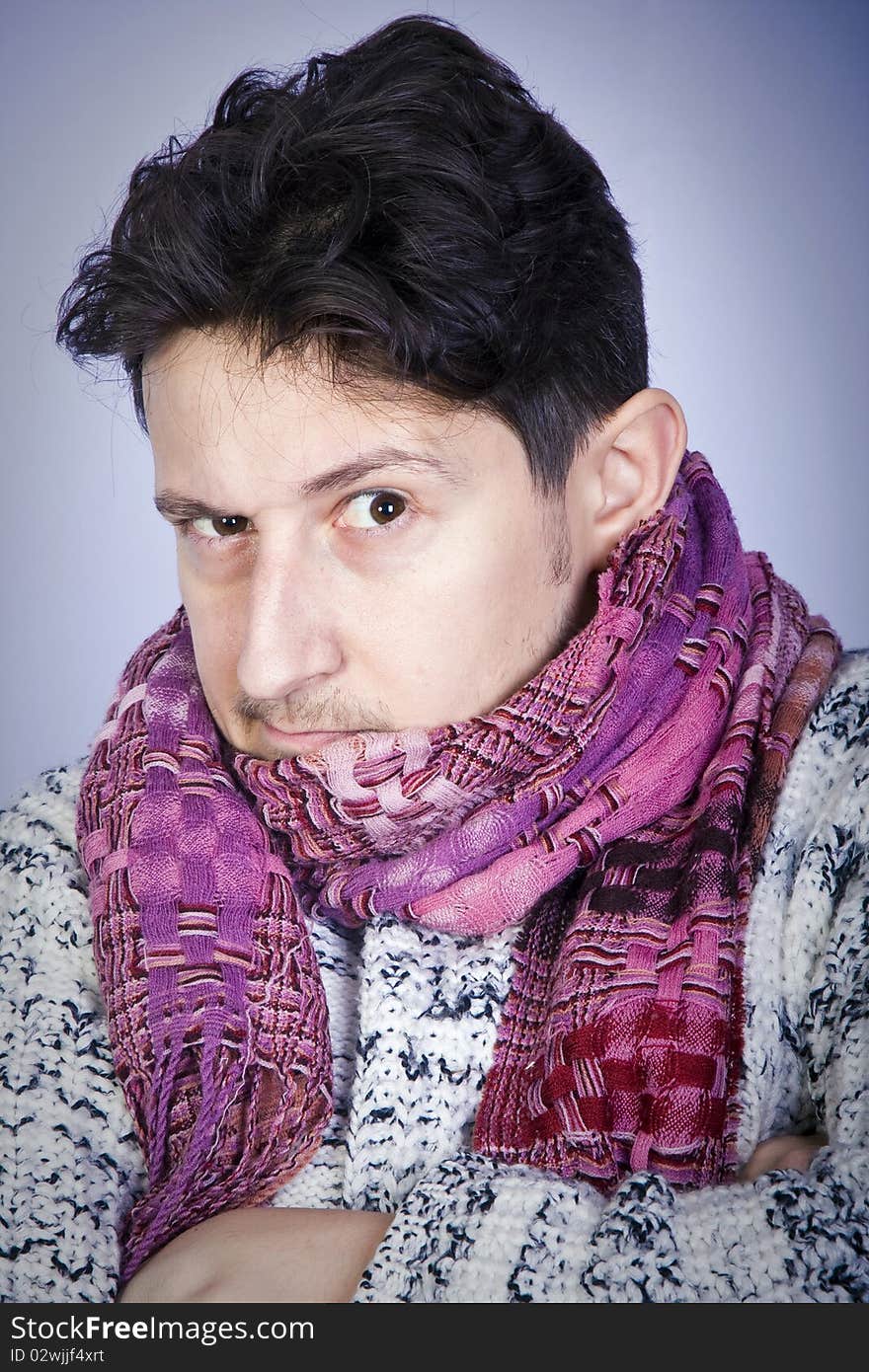 Dishevelled young man with scarf