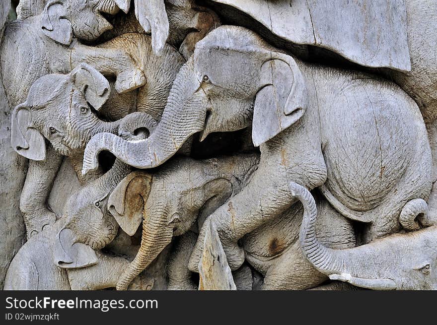 The carving of elephent wood