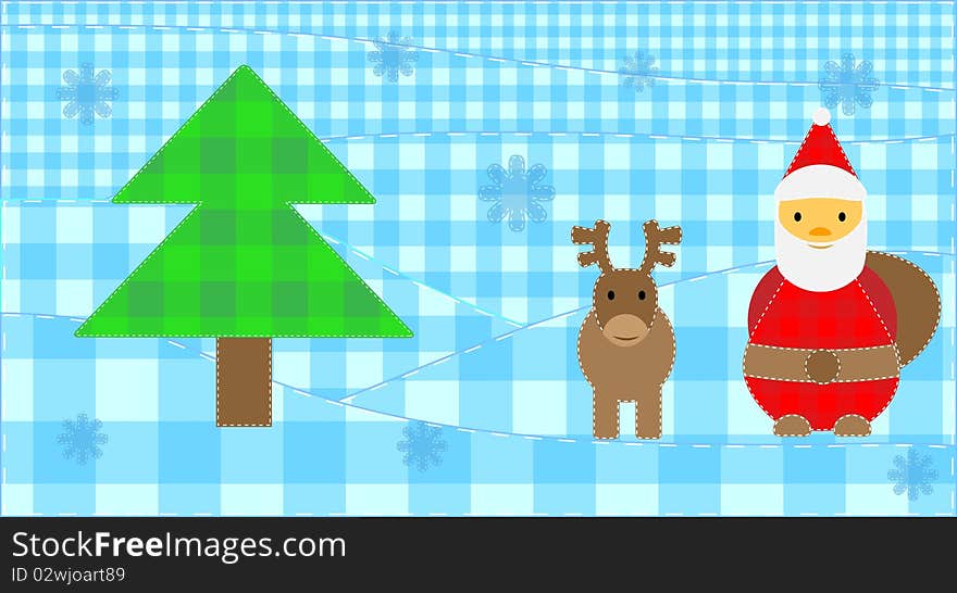 Santa Claus and his deer on the winter background. Santa Claus and his deer on the winter background