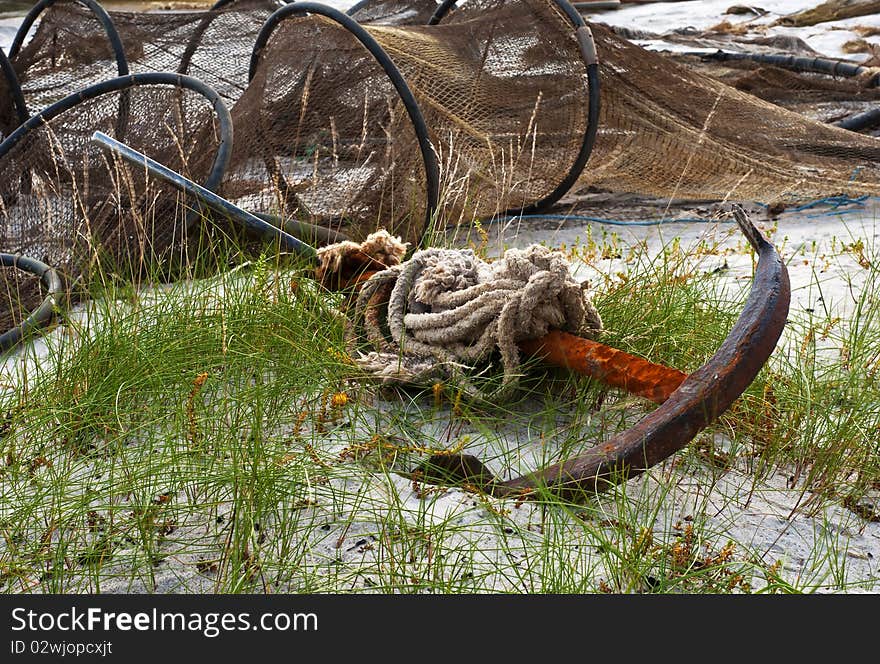 Old Anchor Qnd Fishing Nets