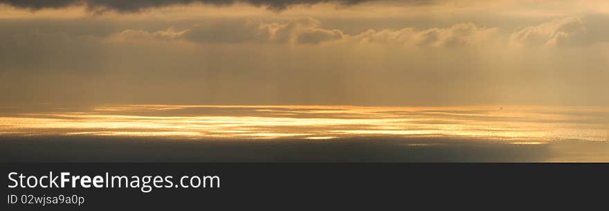 Genoa panoramic sea at sunset