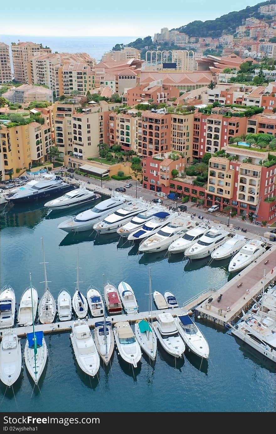 Harbor and Port of Fontvieille in Monaco.