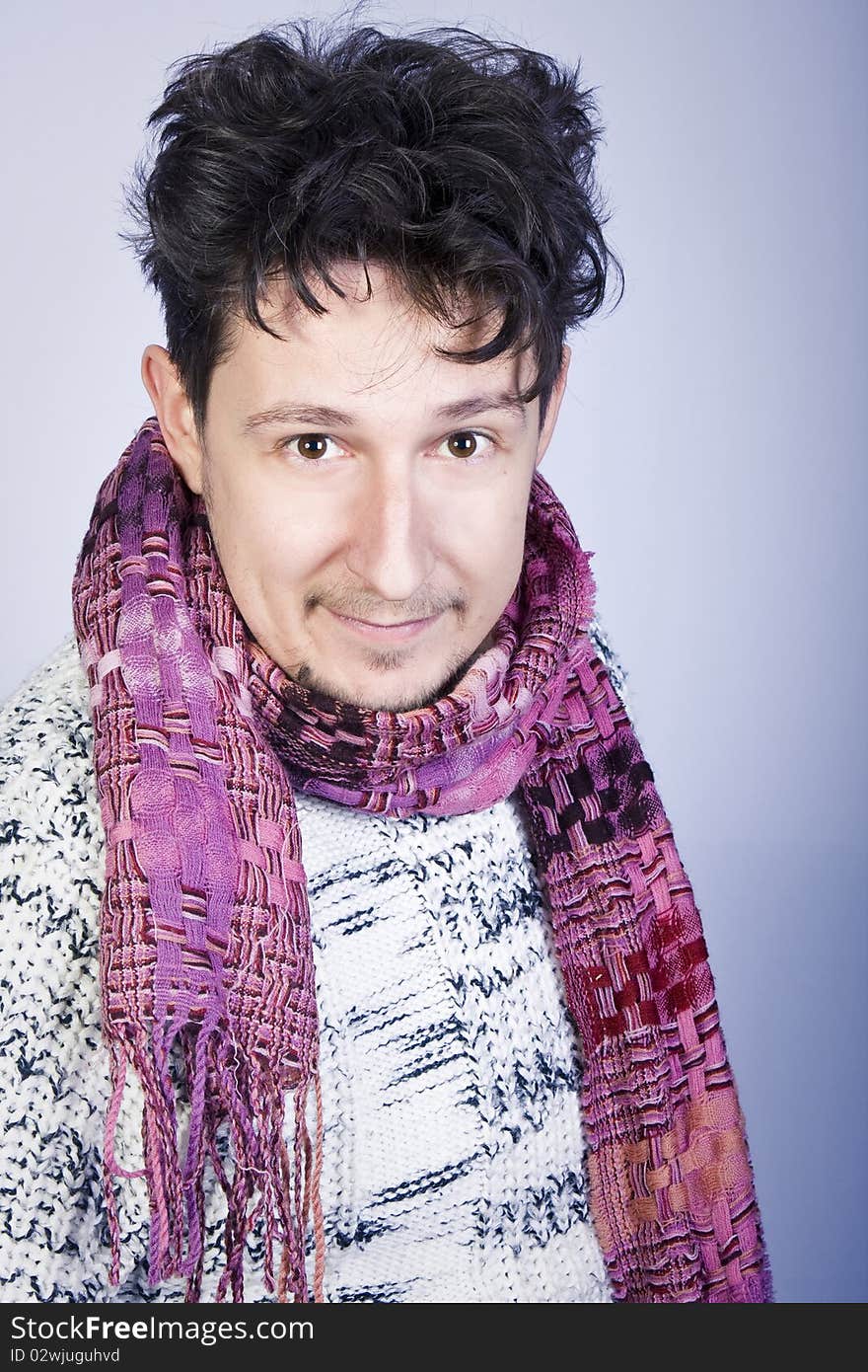 Dishevelled young man with scarf