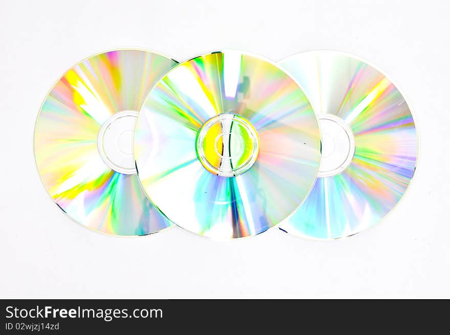 Colorful Three CDs on the white background