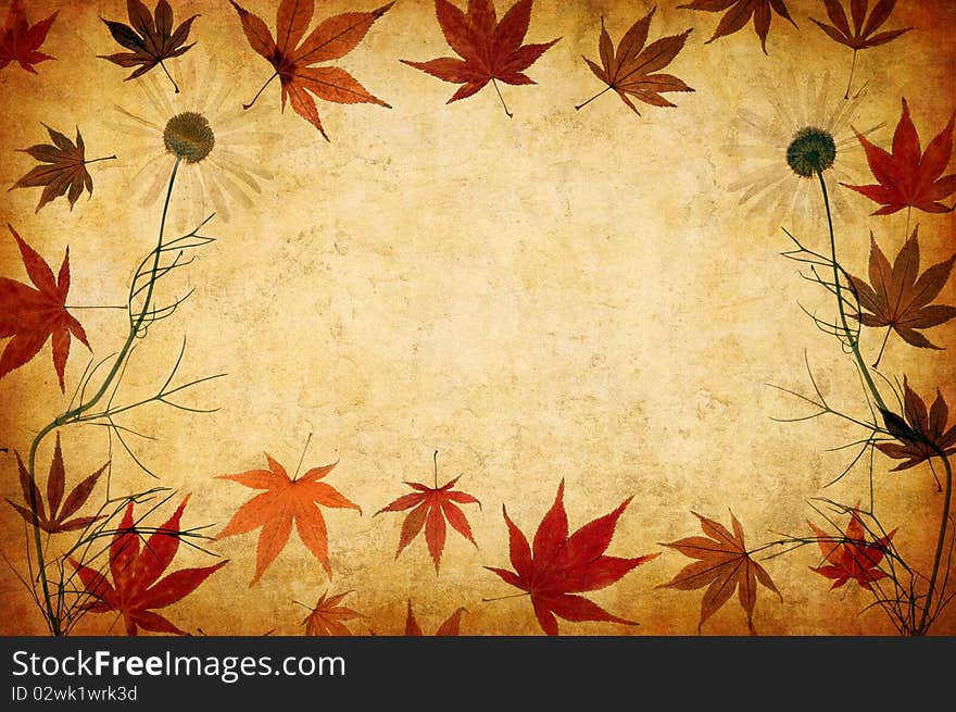 Abstract grunge floral background with leaves for multiple uses