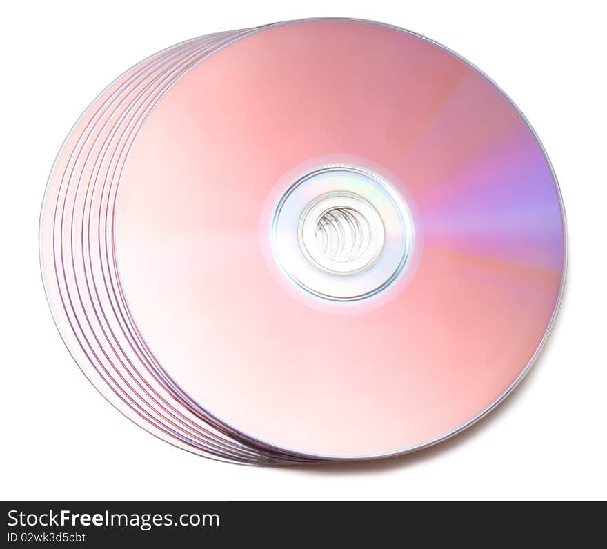 Stack of Cd or DVD roms isolated on white background