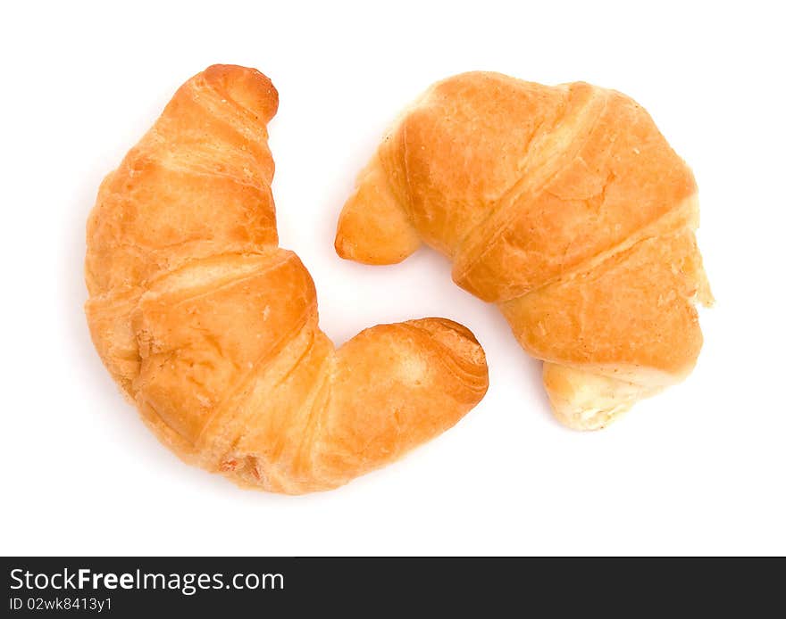 Two croissants isolated on white