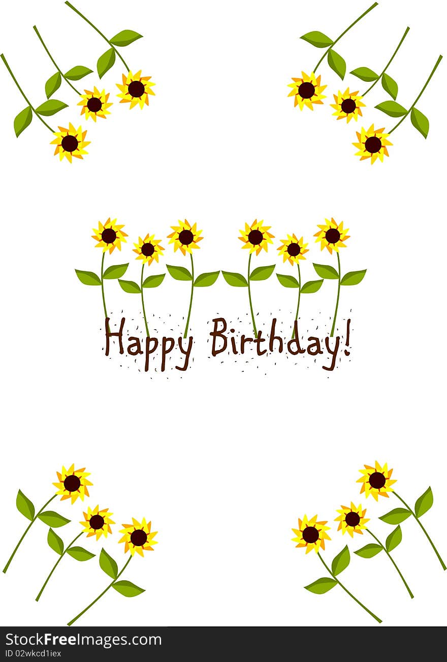 Birthday card with sunflowers