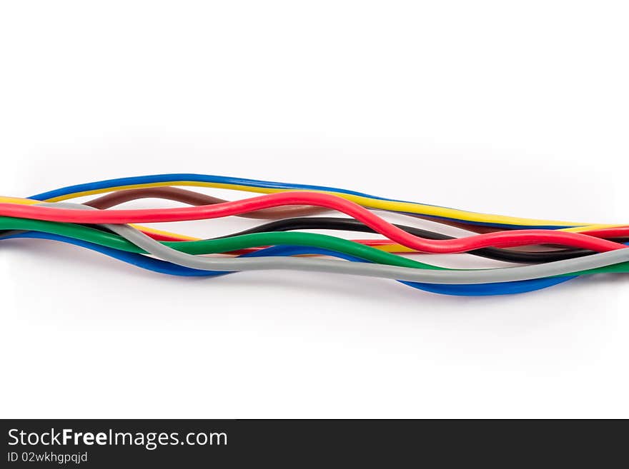 Multicolored computer cable isolated on white background. Multicolored computer cable isolated on white background