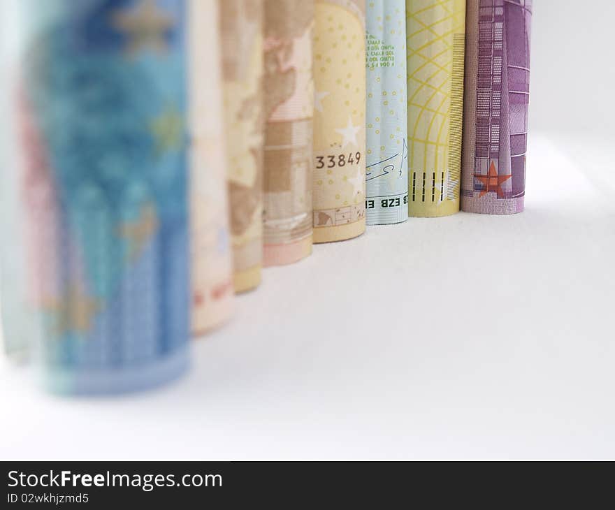 Euro money in a white background