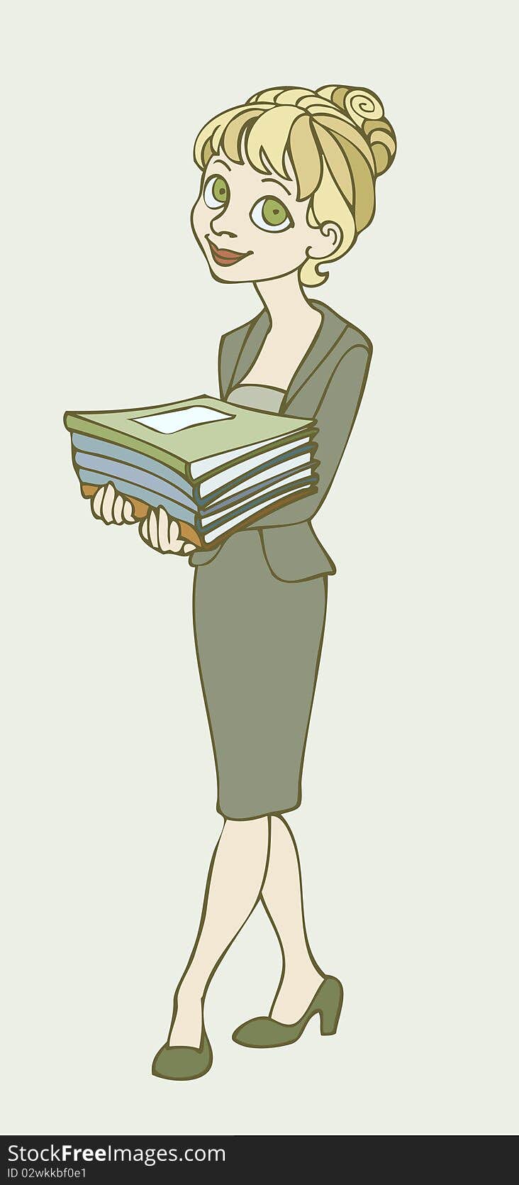 Illustration of a secretary or young businesswoman