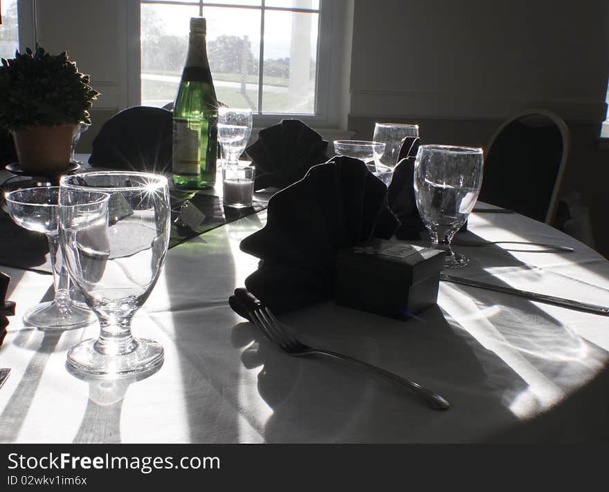 Elements portrayed on the table at the wedding reception. Elements portrayed on the table at the wedding reception