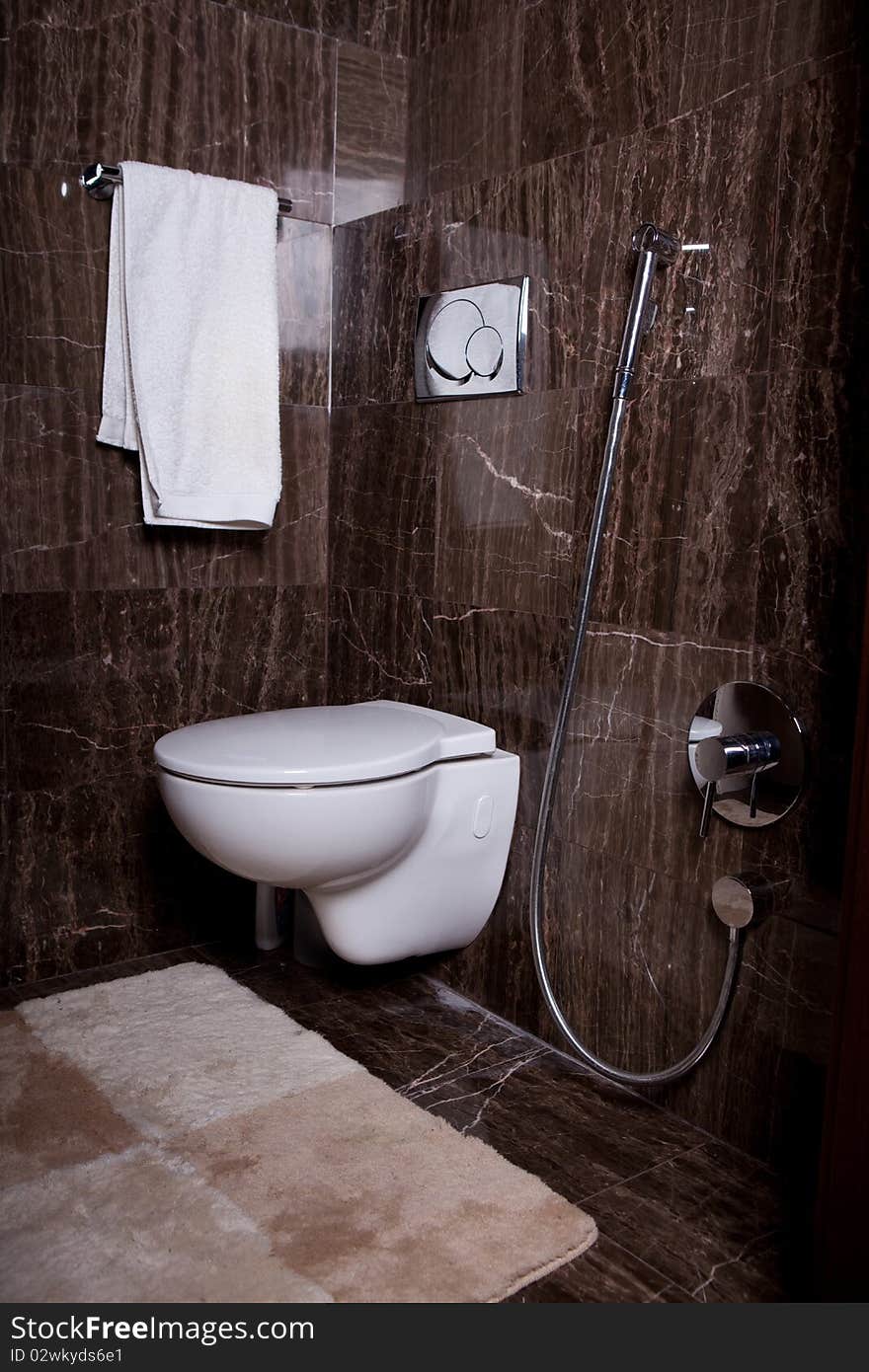 Interior brown marble towel bathroom