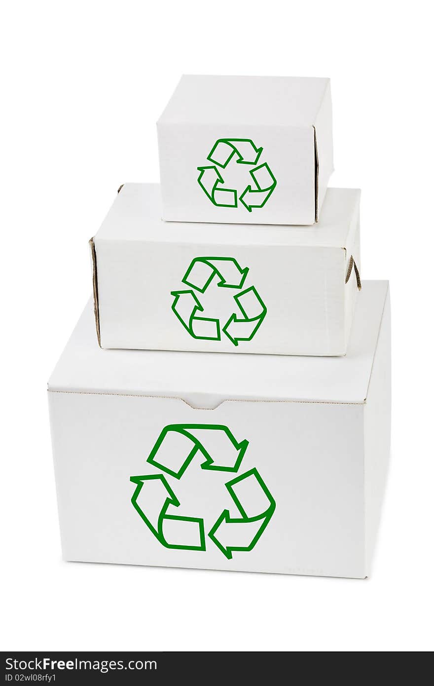 Stack Of Boxes With Recycling Sign