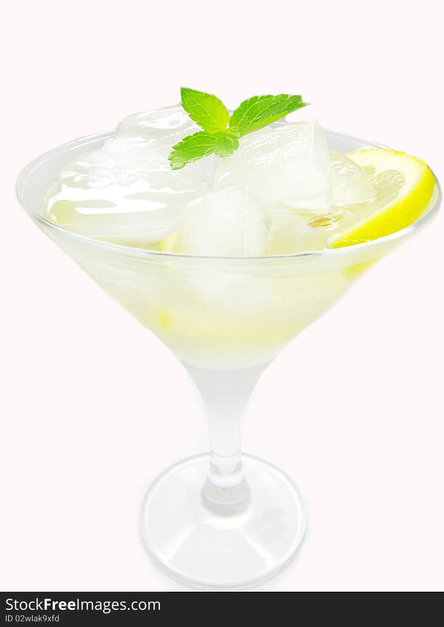 Alcohol liqueur cocktail with lemon