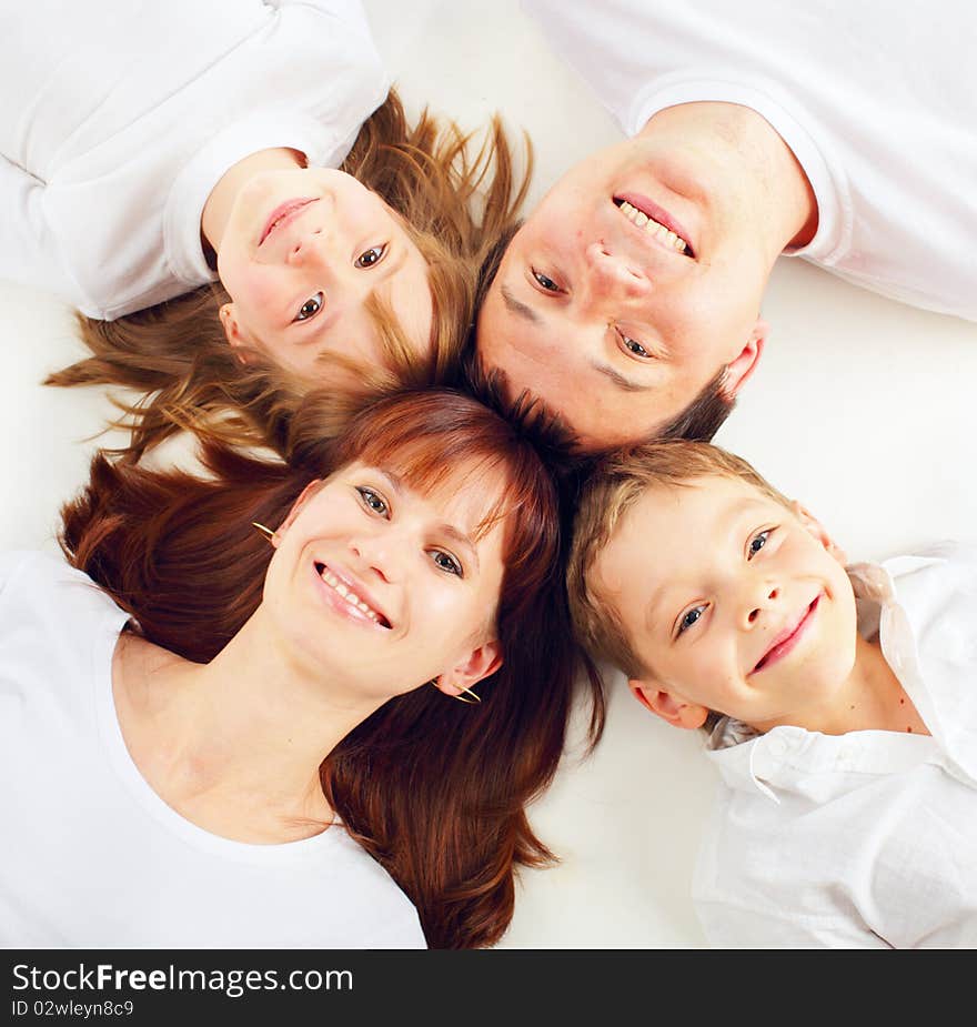 Happiness family on the white background. Happiness family on the white background