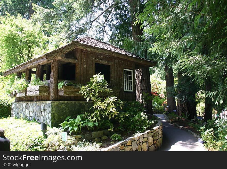 A small cottage in Butchart garden on Vancouver Island (Canada- British Columbia). A small cottage in Butchart garden on Vancouver Island (Canada- British Columbia)