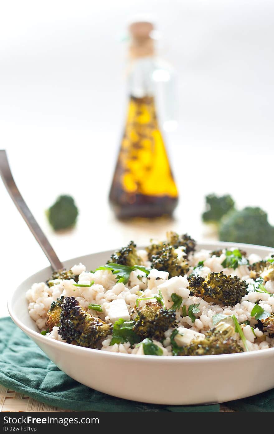 Fresh healthy  farro salad with broccoli. Fresh healthy  farro salad with broccoli