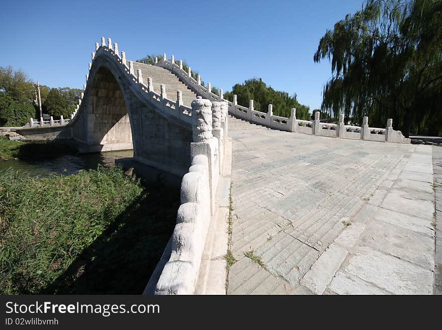 A Chinese style bridge named stone arch bridge. in Yiheyuan park in BeiJing