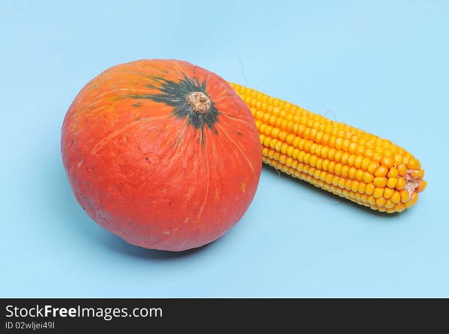 Pumpkins and corn