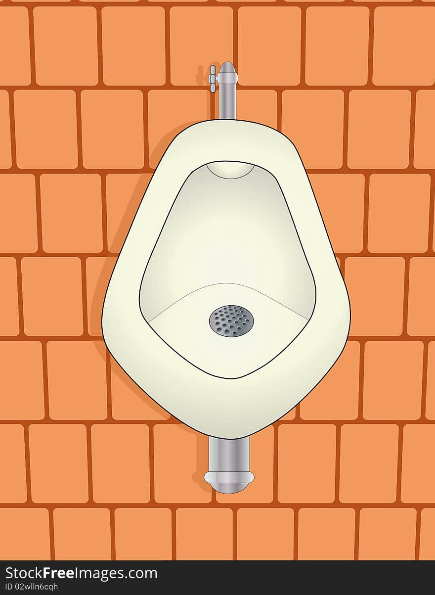 White toilet on a yellow brick wall