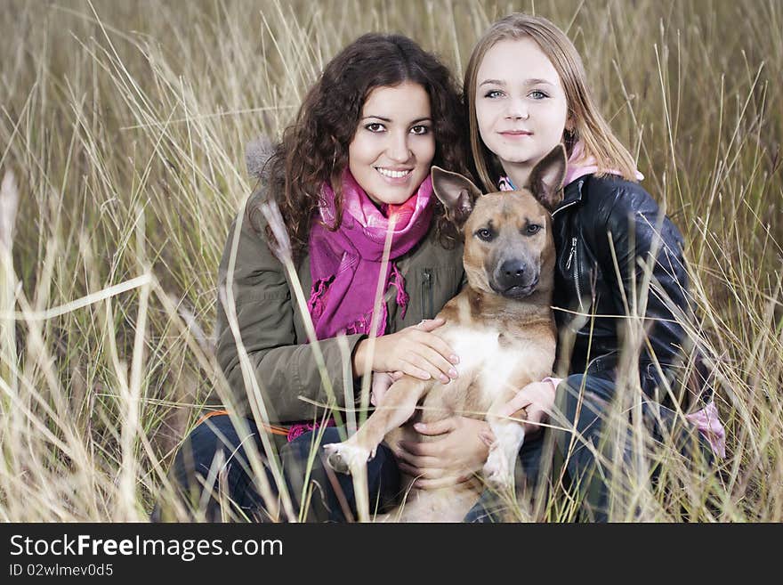 Autumn portrait of two young women