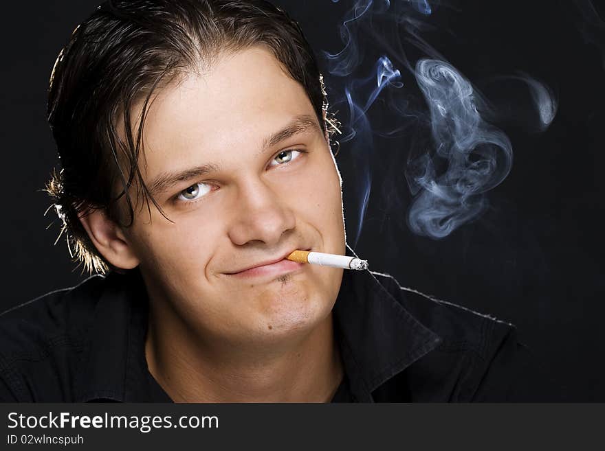 Man smoking a cigarette