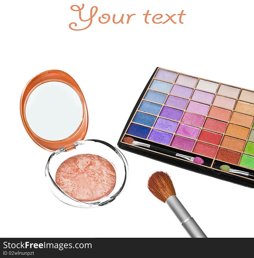 Eyeshadows, powder on professional make-up brush