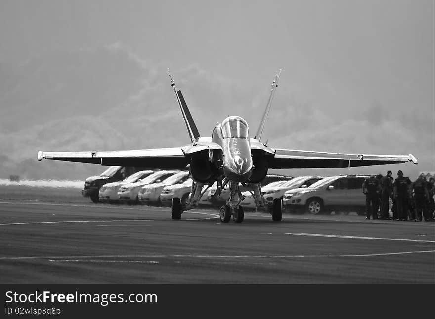 Black and White Blue Angel taxing to the runway