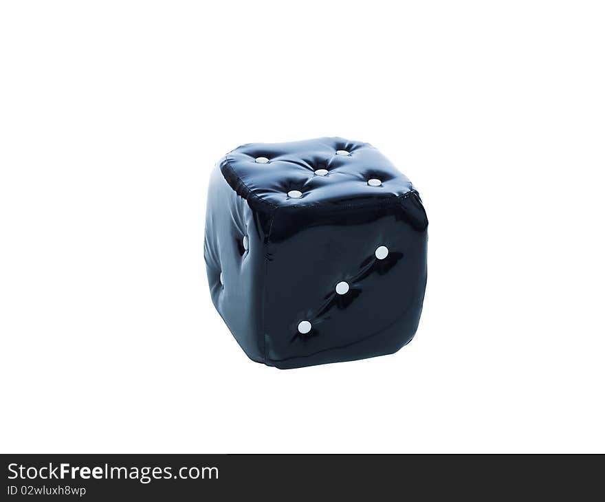 Black dice cube chair isolated on white background
