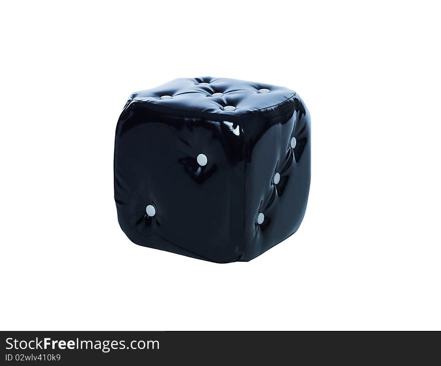 Black dice cube chair isolated on white background