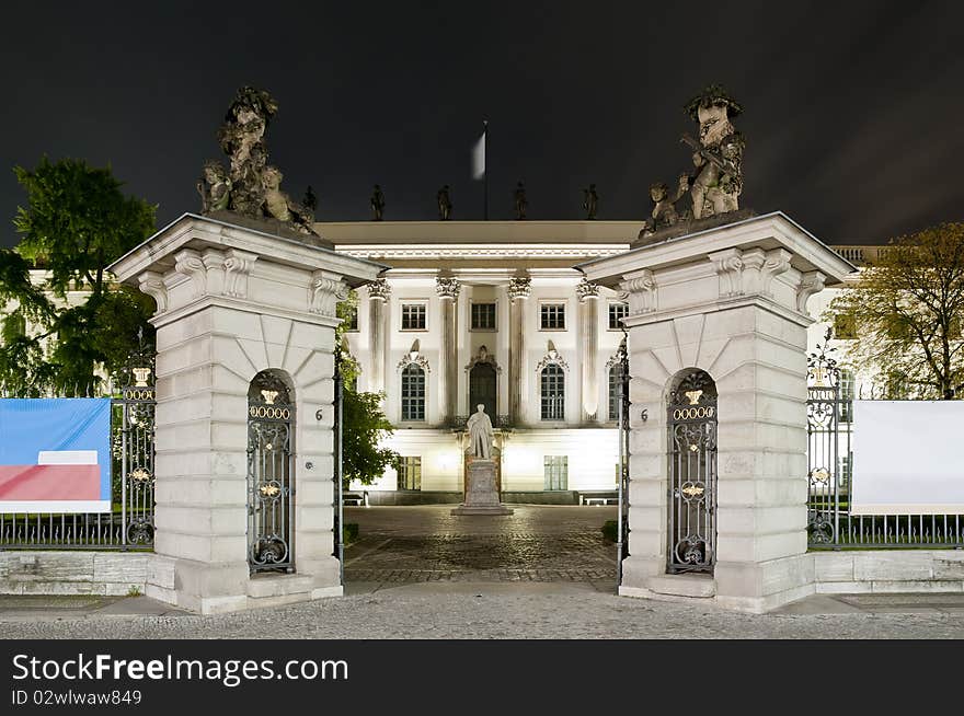 Humboldt university in Berlin at night