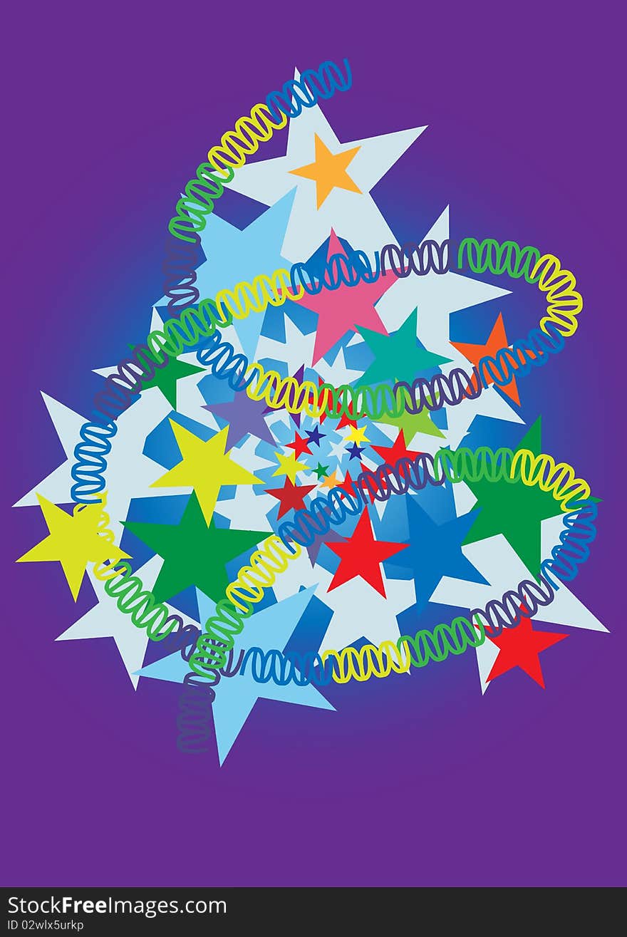 Christmas tree is made up of colorful stars. Christmas tree is made up of colorful stars