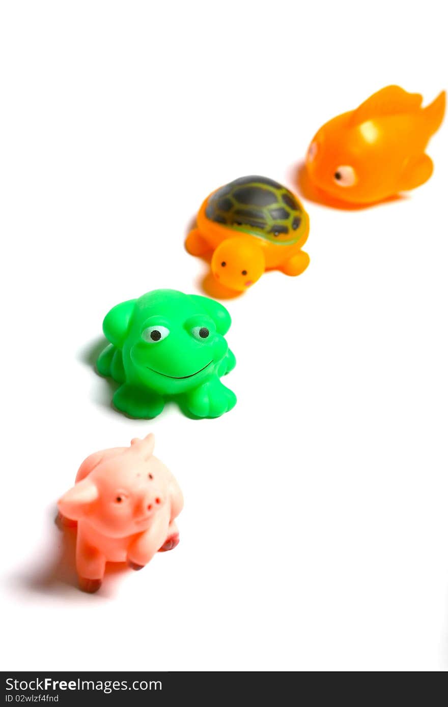 Various animal toys with a white background. Various animal toys with a white background