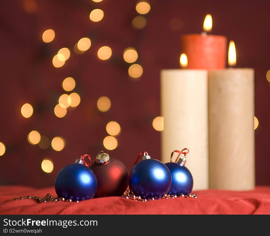 Christmas ornament and candle lights